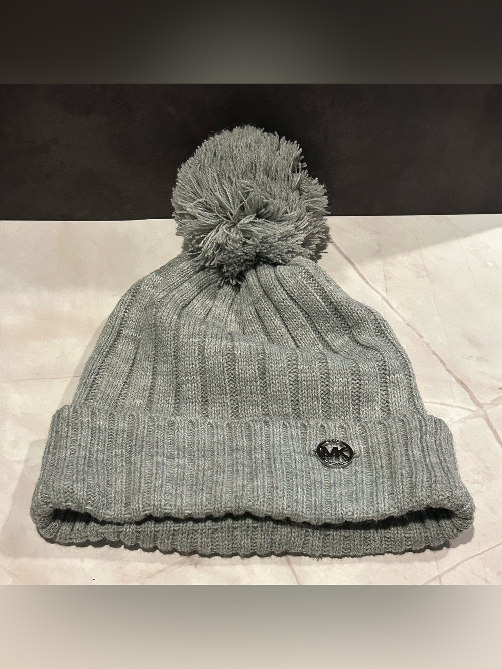 Michael Kors Kids Light Gray Pom-Pom Knit Hat